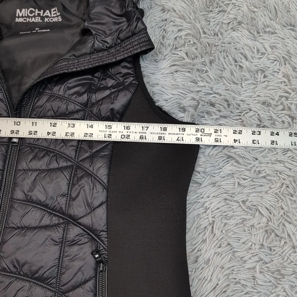 Michael Kors Vest Womens M Black‎ Removable Hood Gorpcore Comfy Zip Up Pockets